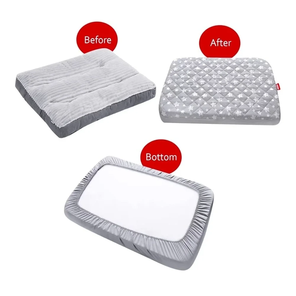 2 PACK Waterproof‎ Dog Bed Covers Replacement Washable, Grey Star Print 32x44 In